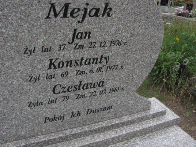 Jan Mejak 1939 Orzysz - Grobonet - Wyszukiwarka osób pochowanych