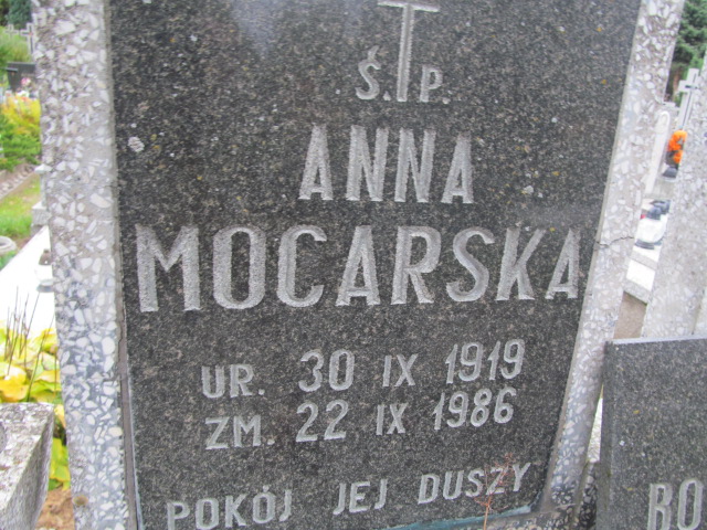 Anna Mocarska 1919 Orzysz - Grobonet - Wyszukiwarka osób pochowanych